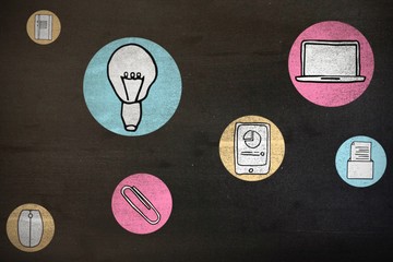 Wall Mural - composite image of icon of diverse device hand draw