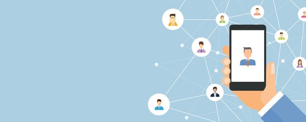 flat business mobile marketing online connection  concept 
