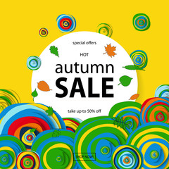 Wall Mural - Vector discount banner autumn sale