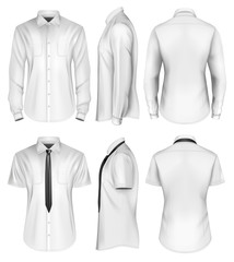 Wall Mural - Men's short and long sleeved formal button down shirts front.