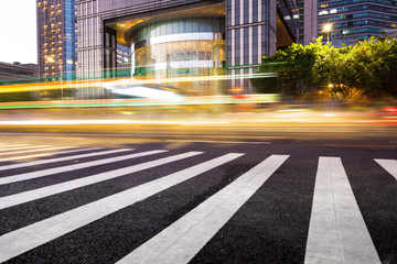 Wall Mural - China Shanghai modern architecture, motion blur car.