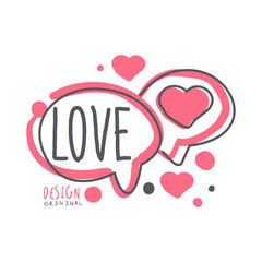 Wall Mural - Love logo template, colorful hand drawn vector Illustration