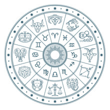 Astrology Horoscope Circle With Zodiac Signs Vector Background