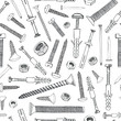 © arkadiwna - Seamless pattern with different tools. Different fastener on white background. Hand drawn vector illustration of a sketch style.