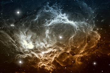 Canvas Print - space background with dust nebula and stars