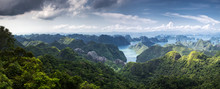 Scenic View Over Ha Long Bay From Cat Ba Island, Ha Long City In The Background, UNESCO World Heritage Site, Vietnam