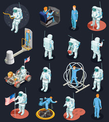 Sticker - Astronauts Isometric Characters Set