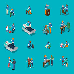 Wall Mural - Volunteer Charity Isometric People Set