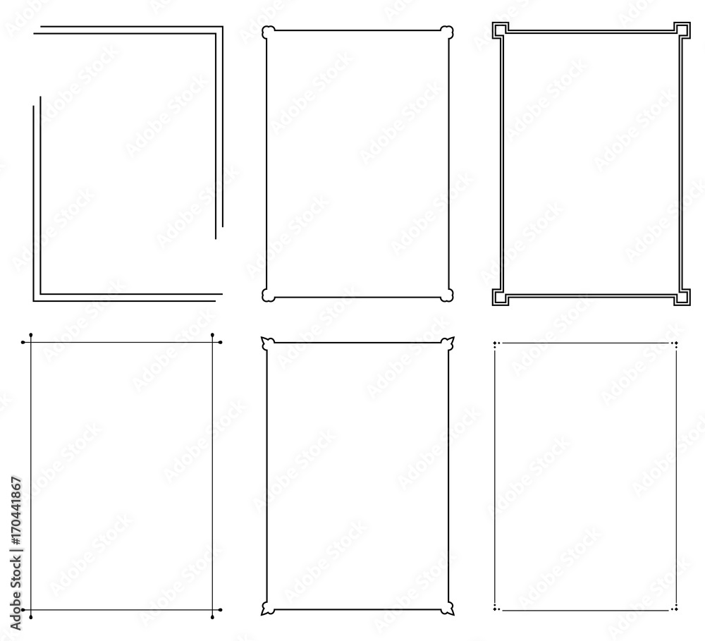 Set of frame border line page vector vintage simple vertical - obrazy, fototapety, plakaty 
