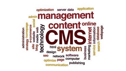 Wall Mural - cms animated word cloud, text design animation.