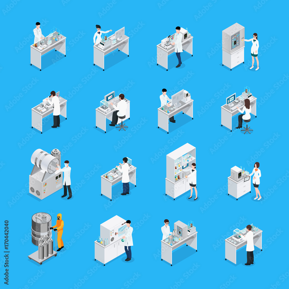 Library Lab Icon Laboratory Works Icon Set Stock Vector | Adobe Stock