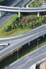 Wall Mural - shanghai elevated road junction and interchange overpass at night