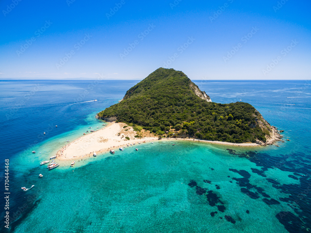 Obraz na płótnie Aerial view of Marathonisi Island in Zakynthos (Zante) island, in Greece w salonie