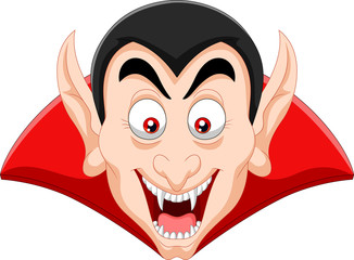 Cartoon vampire head isolated on white background