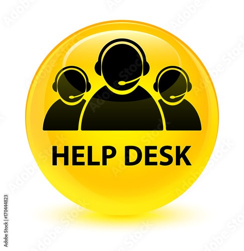 Help Desk Customer Care Team Icon Glassy Yellow Round Button