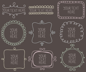 Hand drawn vintage frames, labels concept vector Illustration