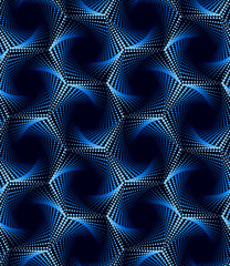 Wall Mural - Geometric Seamless Fractal Pattern in Blue Tones. Hexagonal Grid. Modern Vector Background without Transparency.