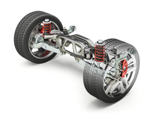 Multi Link Rear Car Suspension, With Brakes And Wheels.