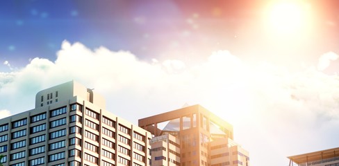 Poster - Composite image of idyllic view of sun over clouds during sunny