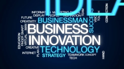 Wall Mural - business innovation animated word cloud, text design animation.