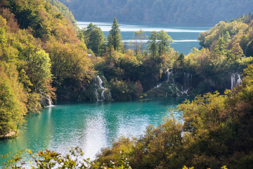 Sticker - Plitvice lakes and waterfalls in autumn