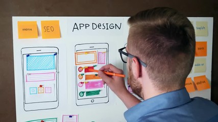 Young UX designer developing Mobile app responsive layout