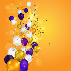 Wall Mural - Gold and white balloons on orange