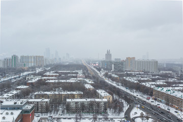 Wall Mural - Moscow district Kuntsevo. winter aerial view