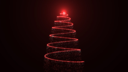 abstract Festive christmas tree made of light red