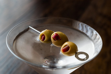 Wall Mural - Classic Dry Martini with olives.