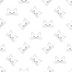 Seamless pattern with cute kittens