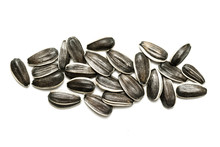 Gray Sunflower Seeds On A White Background