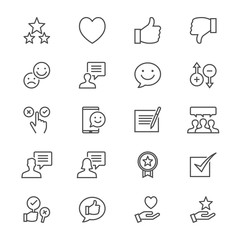 Feedback and review thin icons