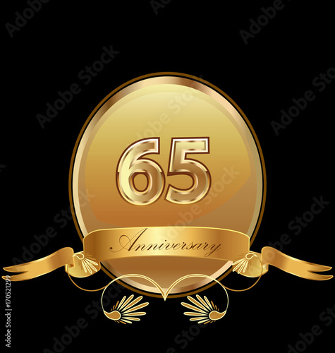 фотография 65th golden anniversary birthday seal icon vector