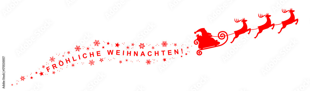 Silhouette Rentierschlittenfahrt Mit Text Frohliche Weihnachten Rot Textfreiraum Copyspace Vektor Freigestellt Panorama Header Banner Stock Gamesageddon