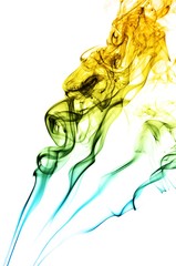 Abstract color smoke on white background, smoke background,blue and orange ink background, blue and orange fire