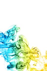 Abstract color smoke on white background, smoke background,blue and orange ink background, blue and orange fire