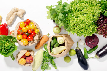 Canvas Print - Abundance of healthy food on white background