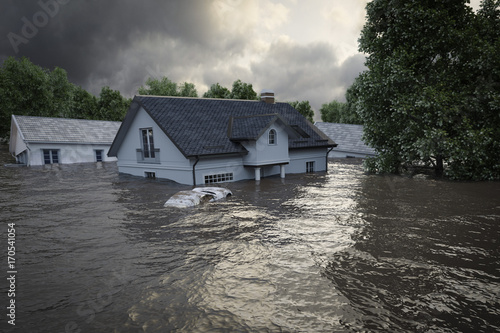 Fotografía 3d rendering. flooding houses