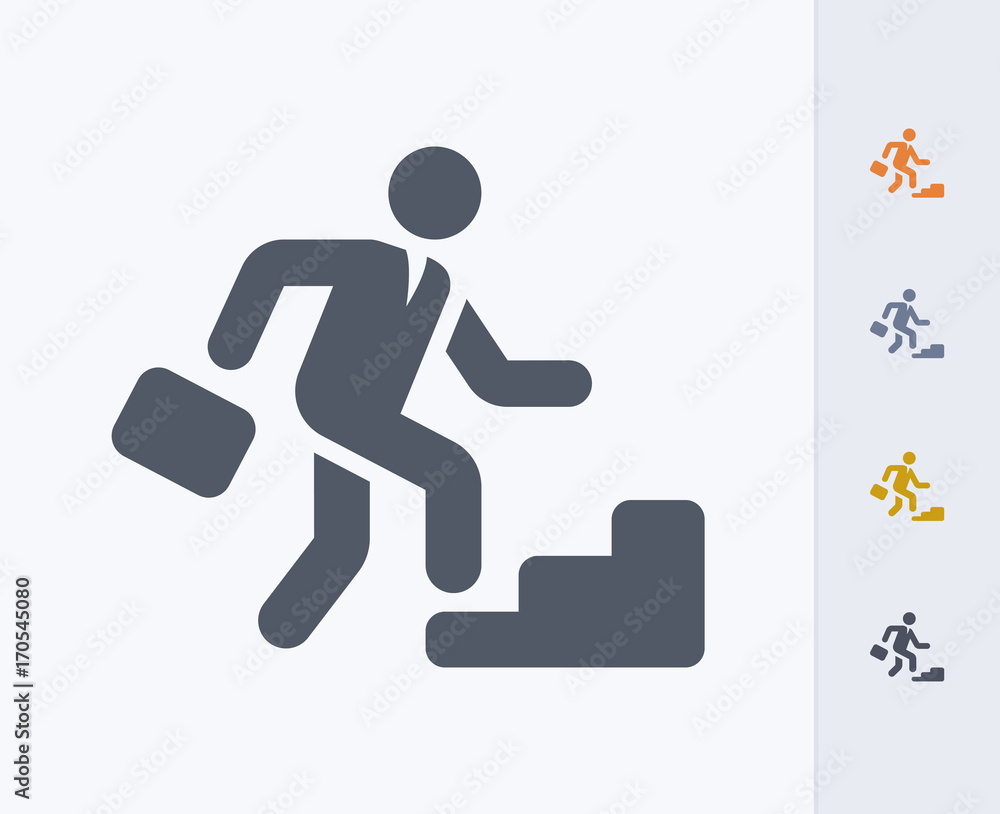 Climbing Businessman - Carbon Icons. A professional, pixel-aligned icon designed on a 32x32 pixel grid and redesigned on a 16x16 pixel grid for very small sizes. - obrazy, fototapety, plakaty 