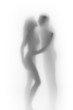 Body silhouette of sexy lover couple, behind a diffuse surface