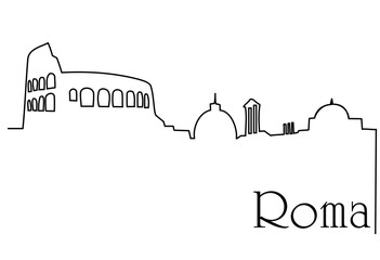 Wall Mural - Roma city one line drawing background