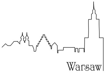Wall Mural - Warsaw city one line drawing background