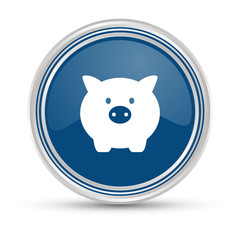 Canvas Print - Blauer Button - Sparschwein