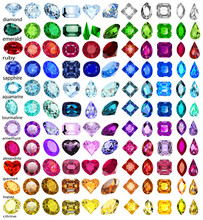 Illustration Set Of Precious Stones Of Different Cuts And Colors