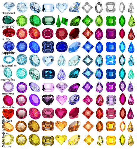 Cuadros en Lienzo illustration set of precious stones of different cuts and colors
