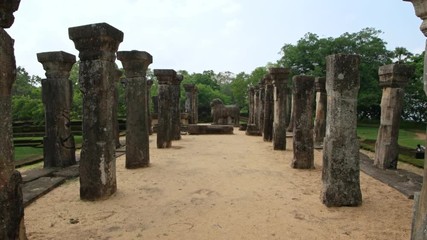 Wall Mural - Ruins of Stone Colonnade in Polonnaruwa Palace Complex