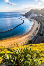 Amazing View Of Beach Las Teresitas With Yellow Sand. Location: Santa Cruz De Tenerife, Tenerife, Canary Islands. Artistic Picture. Beauty World.
