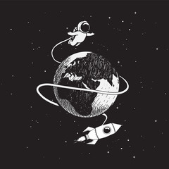 Wall Mural - astronaut flying around the earth