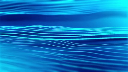Wall Mural - blue flowing strips move smoothly to the blurred background. 4k slow motion animation.